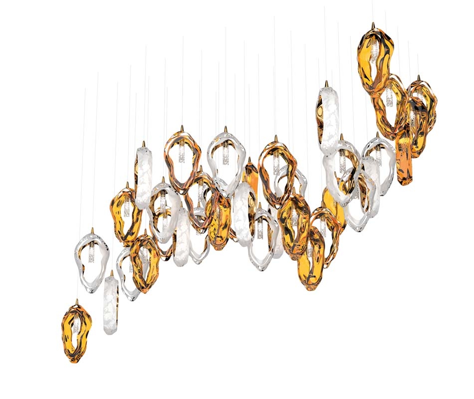 Stunning Long Cascade Chandelier Seashell 14