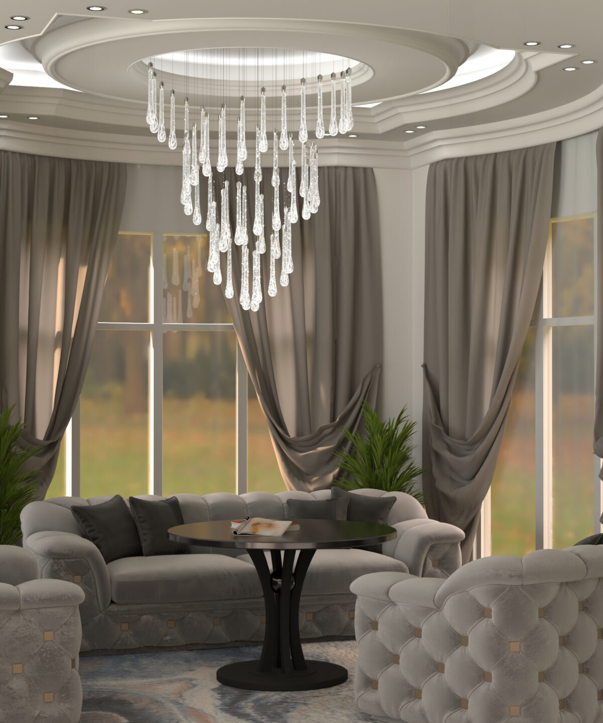 Wave-Shaped Cascade Crystal Chandelier Water 10