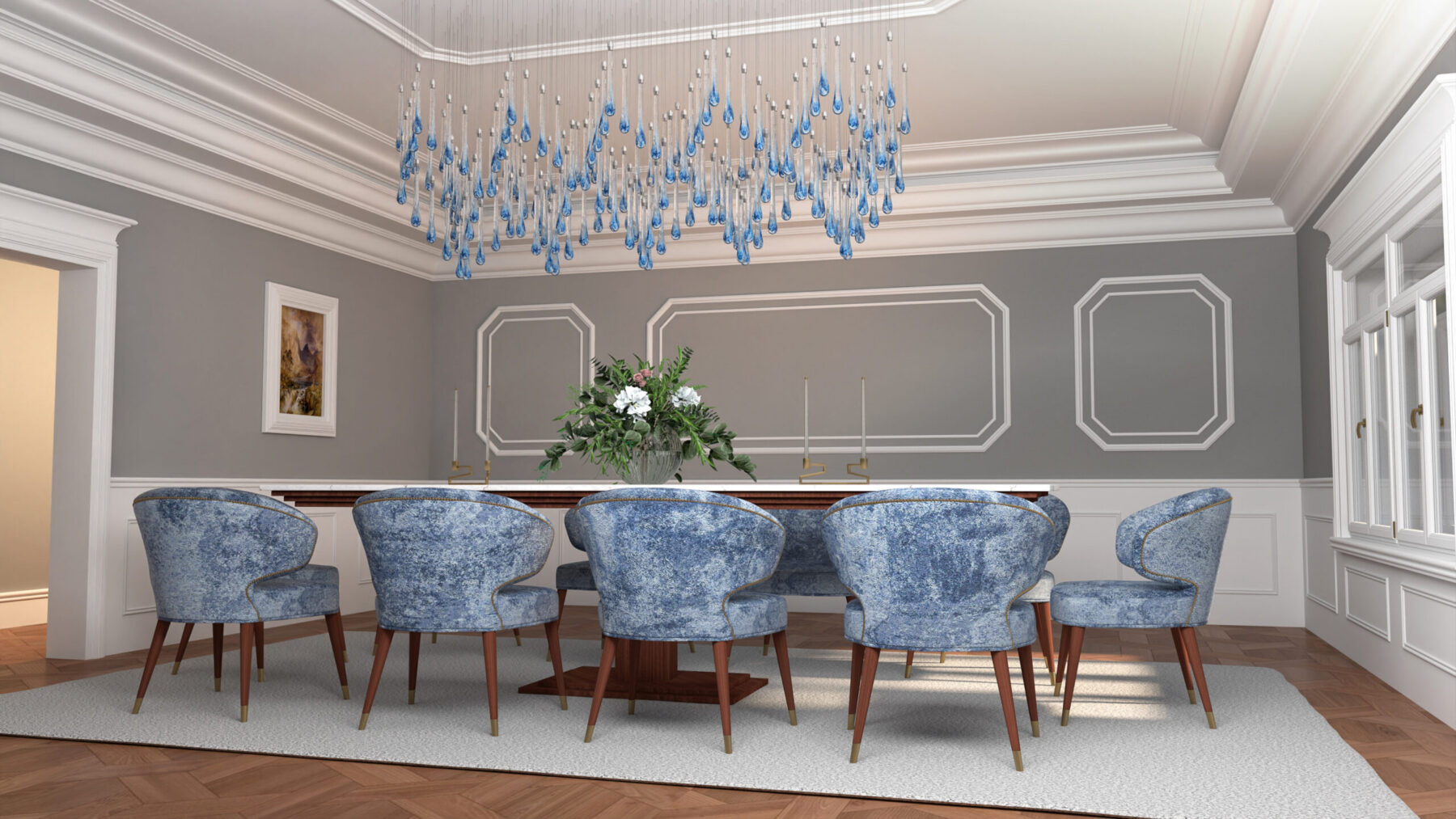 Rectangular Crystal Chandelier Water 12, catalog view