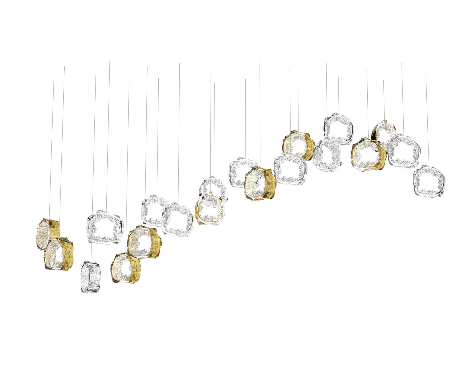 Floating Linear  Crystal Chandelier fModern Dinning Kitchen Island Glittering Eye 5 Crystal Ametist, catalog view
