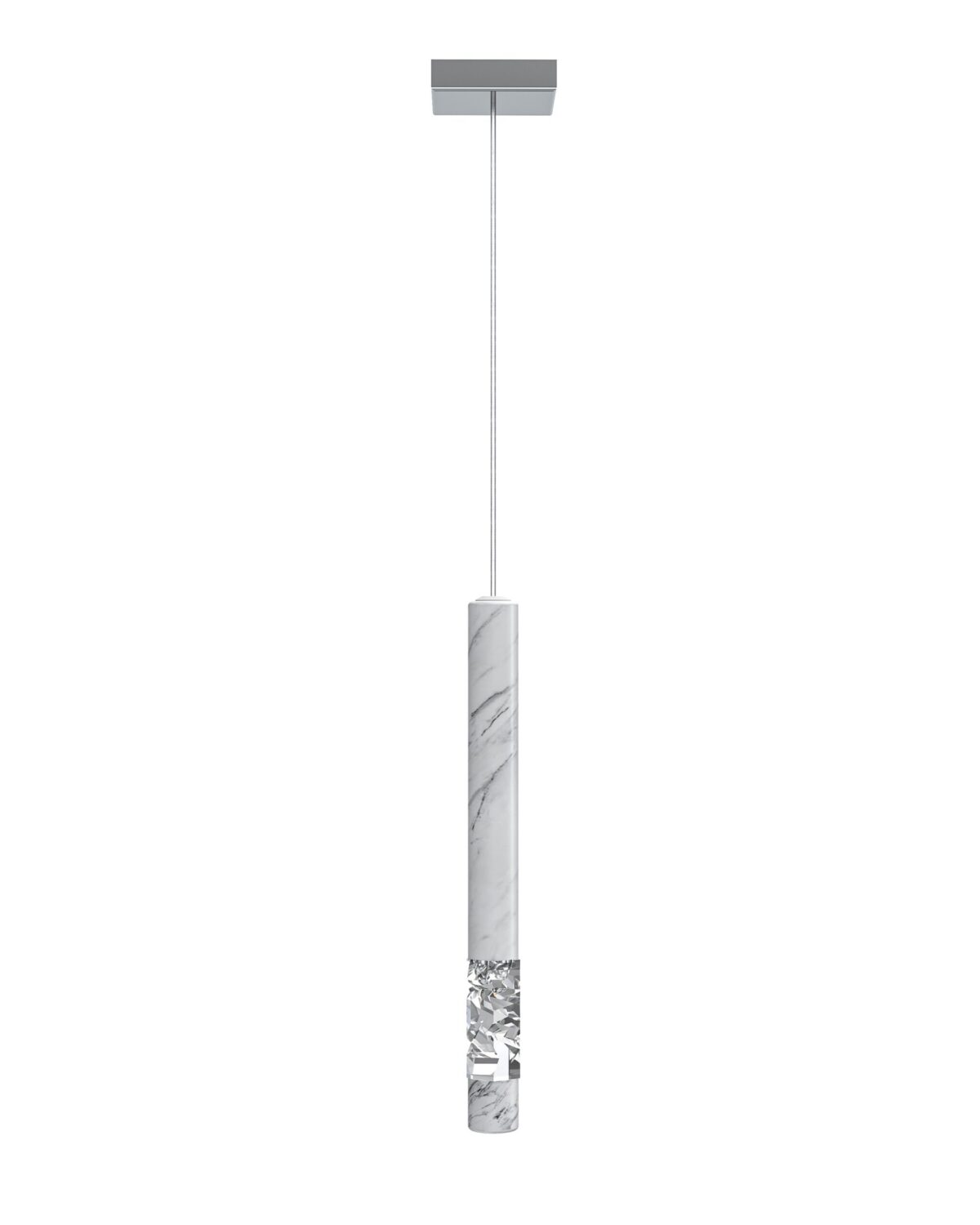 Elementis 1w 1h pendant crystal lighting fixture with white marble