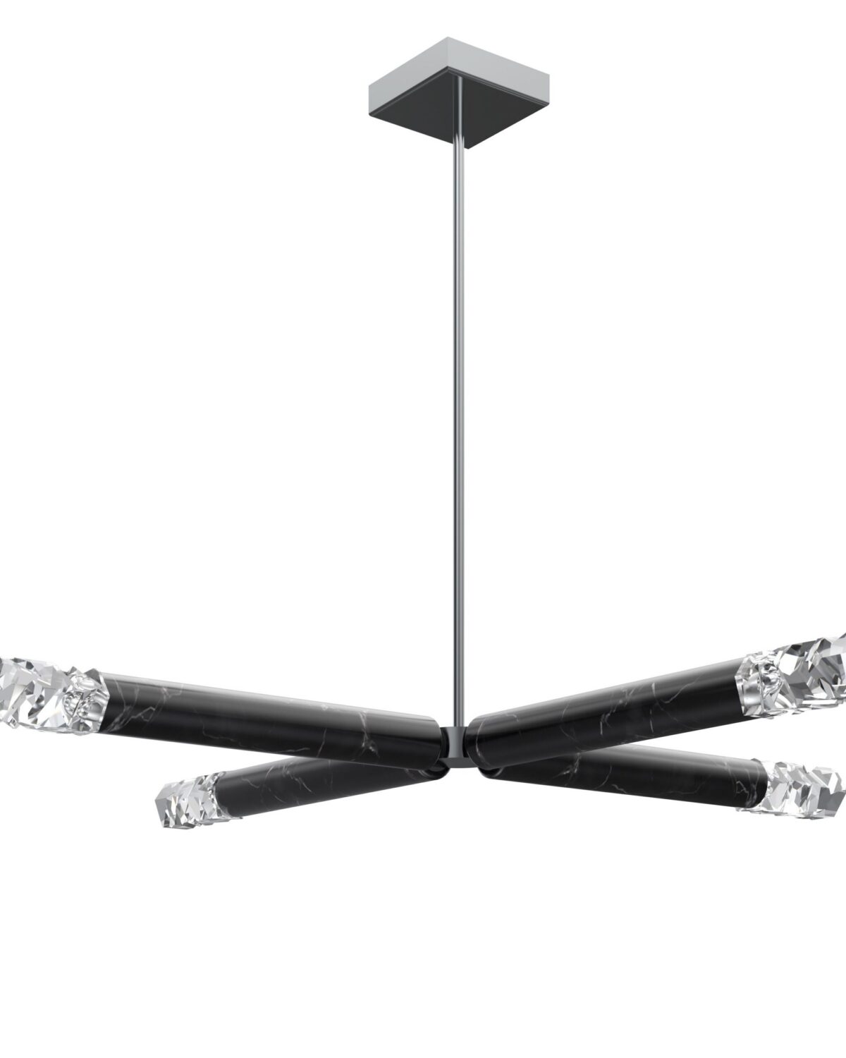 Elementis 6 – a minimalist linear ceiling pendant crafted from black nero marquina marble offering modern elegance and soft ambient lighting for refined interiors