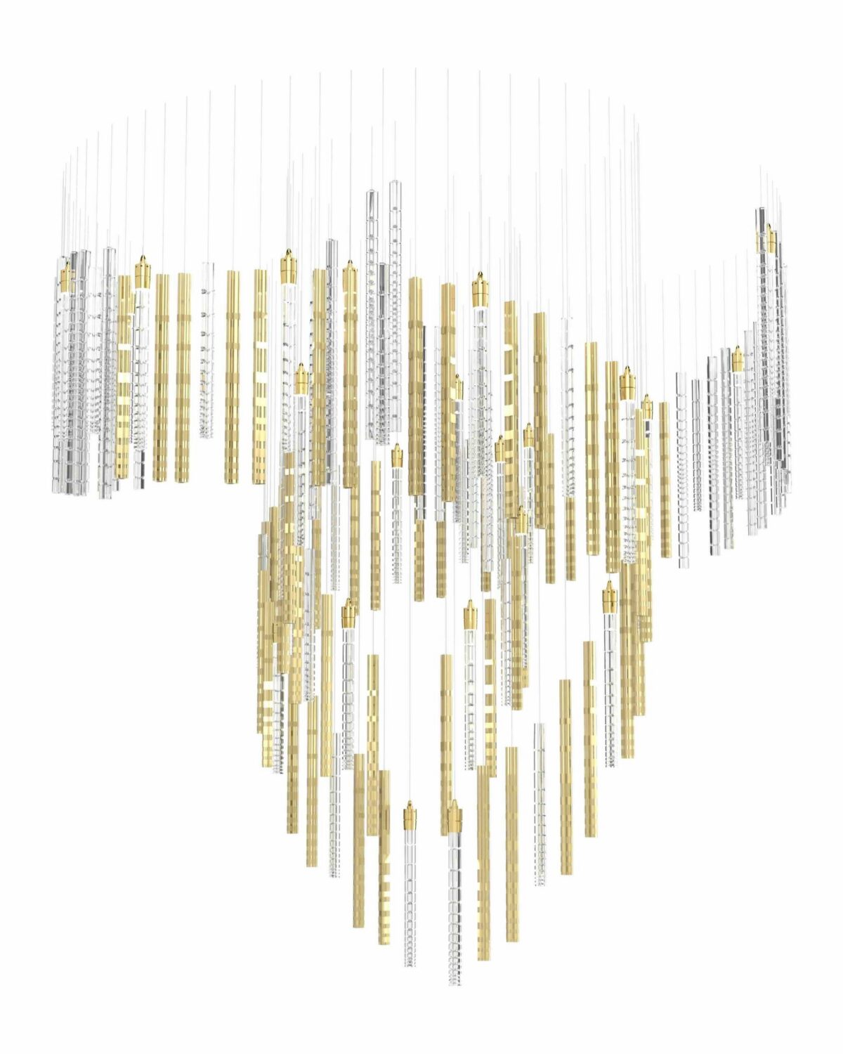 Large cascade modern crystal lighting fixture melody 6 for entryway and staircase