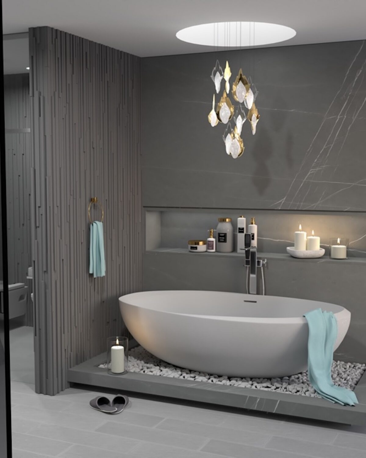 FLAME 12 Cascade Crystal Chandelier
