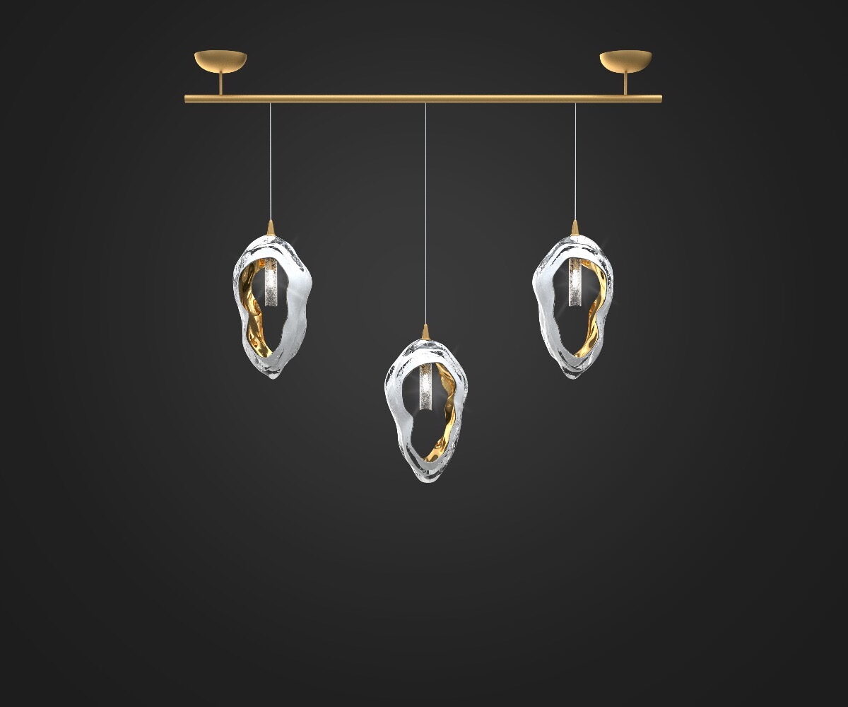 Seashell bar 3 light opal gold