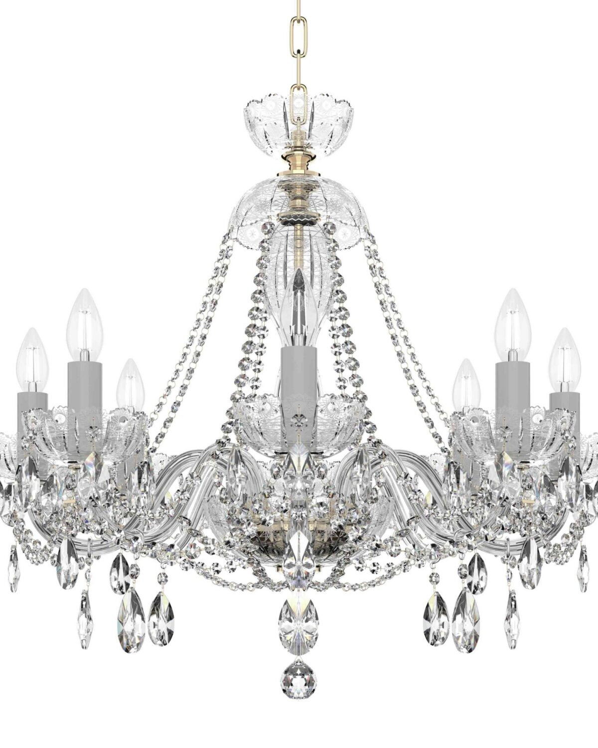 Elegant 8-Light Crystal Chandelier | Luxurious Silver and Gold Finish & Sparkling Lighting L680/8/02